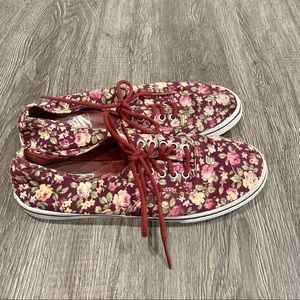 Vans | Red Floral Print Low Lace up Skater Shoes